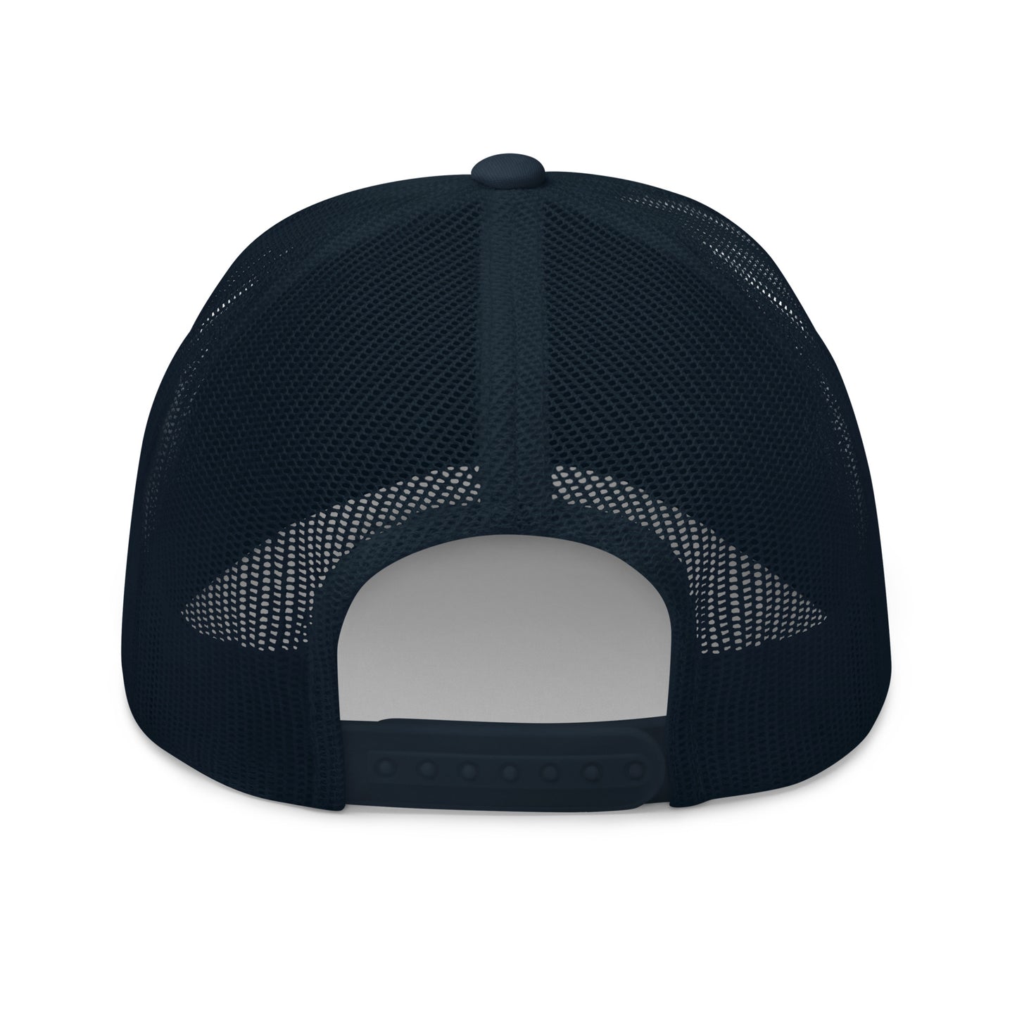 Navy blue mesh cap on a white background