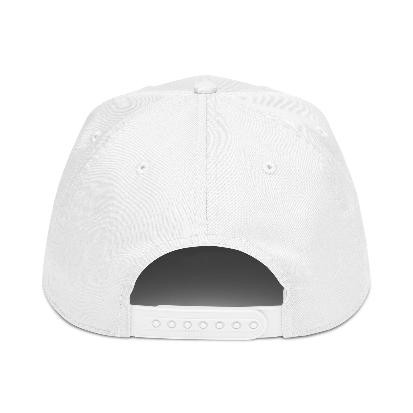 White cap with a black interior on a white background