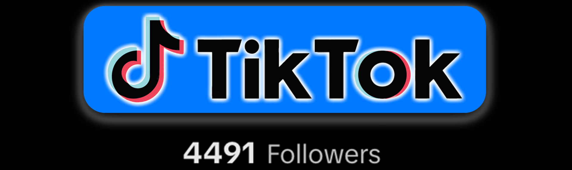 TikTok logo with follower count on a black background