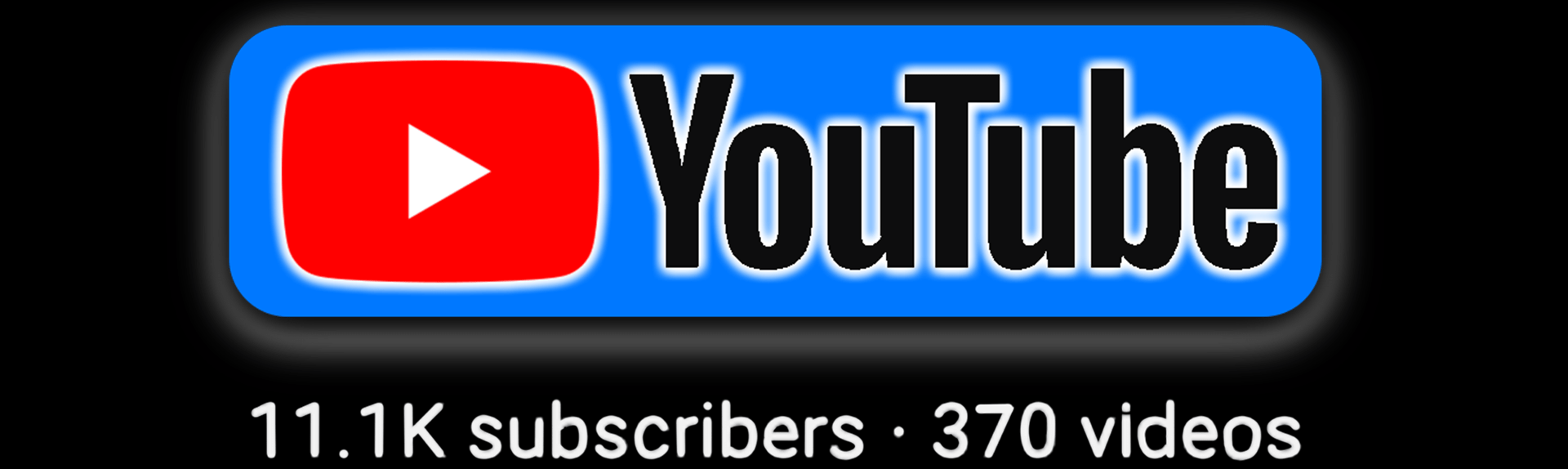 YouTube logo with subscriber and video count on a black background
