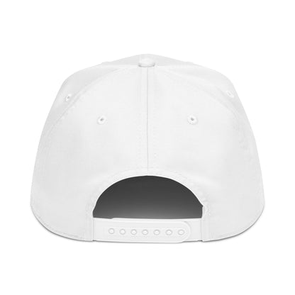 White cap with a black interior on a white background
