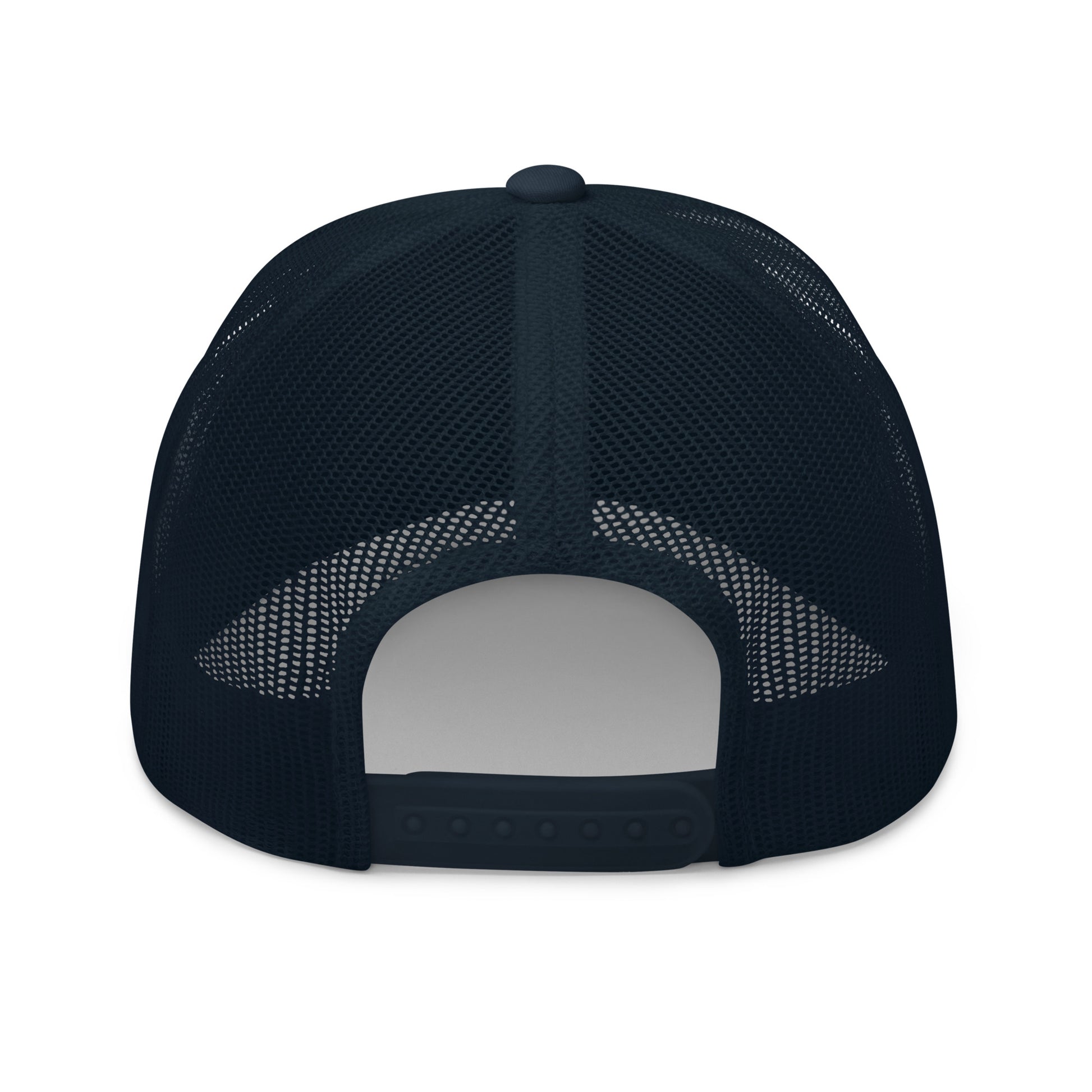 Navy blue mesh cap on a white background