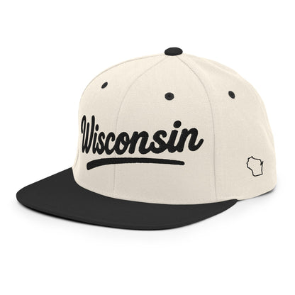 Cap with 'Wisconsin' text on a white background